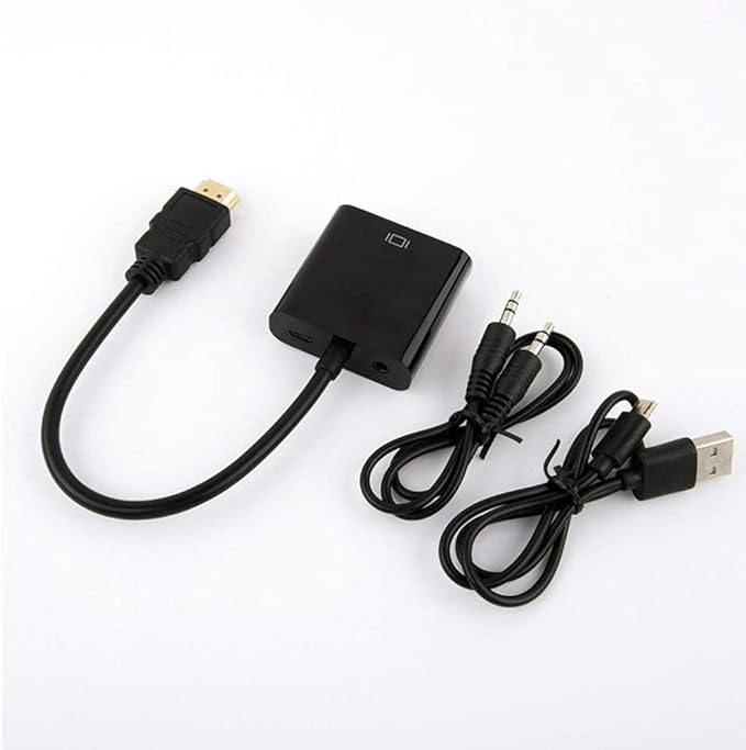HDMI to VGA Adapter, HDMI-VGA 1080P Converter with Audio Jack and USB  Power Supply