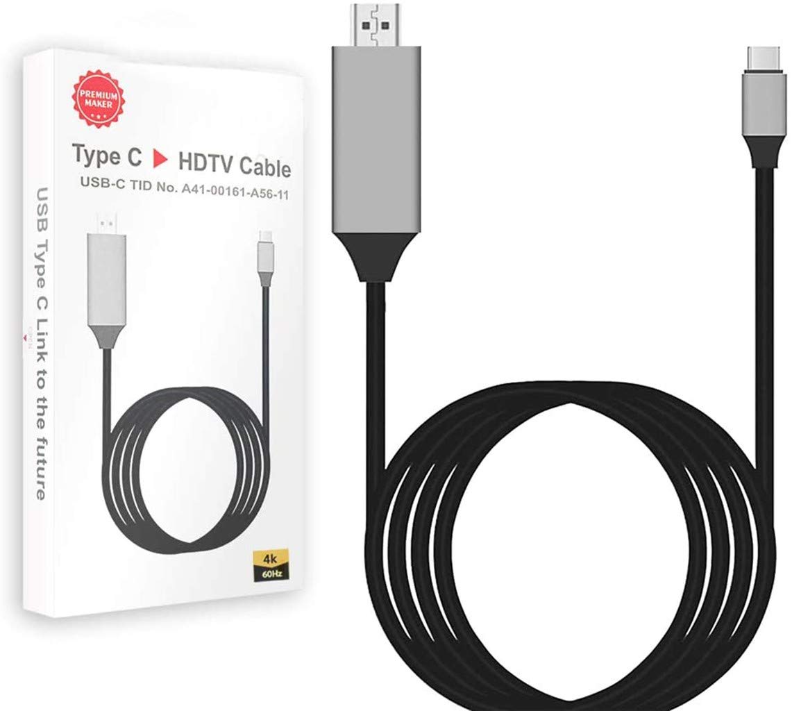 Type C (Thunderbolt 3) to HDTV 4K Cable, USB C to HDMI Cable 6FT