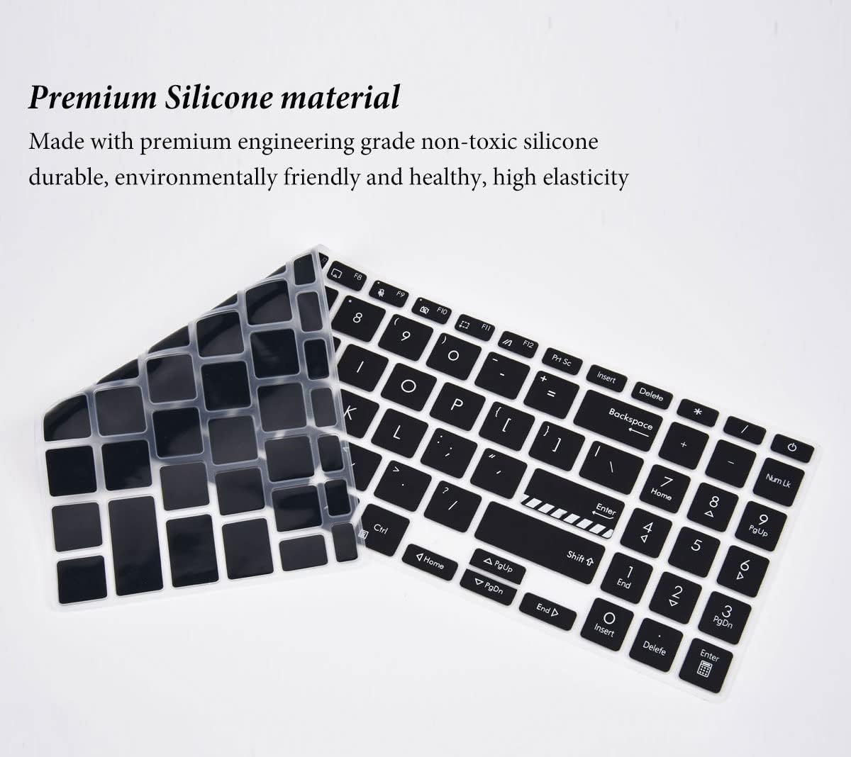 Silicon Keyboard Skin Cover for ASUS Vivobook Go 15 OLED E1504F E1504G 2023 (Black)