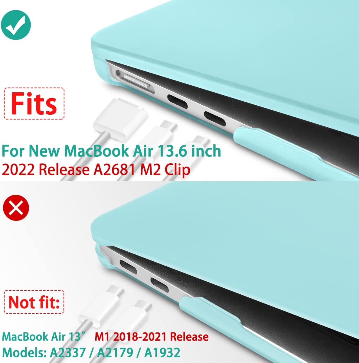 Matte Case Cover for Macbook Air 13 inch M2 A2681 Touch ID 2022 2023  (Turquoise)