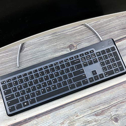 Silicone Keyboard Skin Cover for Dell KM117 KB3322WT Wireless Keyboard Wk118 (Black)