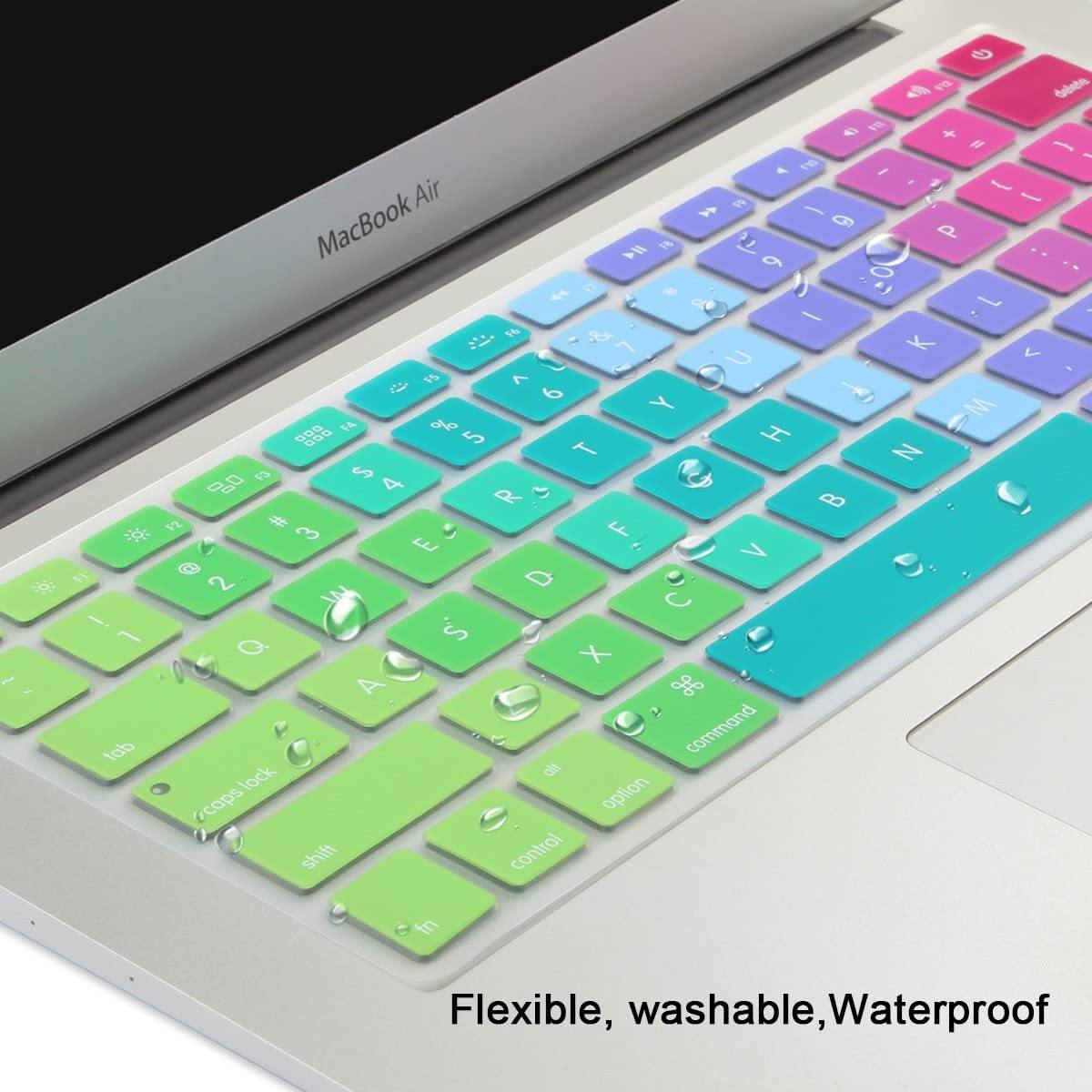 Silicone Keyboard Skin Cover for MacBook Pro 13/15 Inch (with/Without Retina Display, 2015 or Older Version),Older MacBook Air 13 Inch (Rainbow) - iFyx