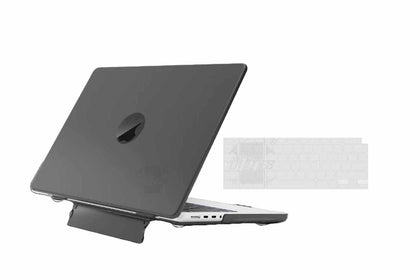 Anti-Fingerprint Case Cover for Macbook Air 13 inch M1 A2337 / A2179 Touch ID 2020-2021 with Folding Stand (Black)