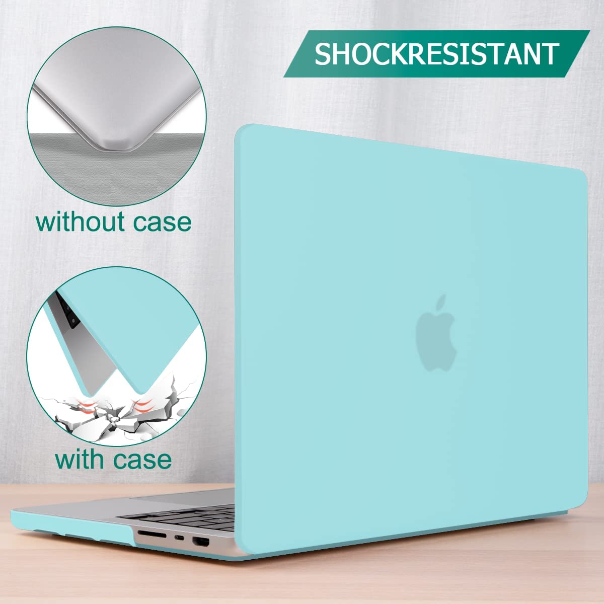 Matte Case Cover for MacBook Pro 14 Inch M1 Pro / M1 Max A2442 A2779 2021-2023 (Turquoise)