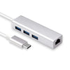 Type-C USB C to LAN Adapter with 3.0 USB HUB 3 Port RJ45 Gigabit Ethernet Adaptor Lan Adapter for Type C Devices