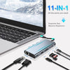 USB C HUB, USB C Adapter 11 in 1 Dongle with 4K HDMI, VGA, Type C PD, USB3.0, RJ45 Ethernet, SD/TF Card Reader, 3.5mm AUX, Docking Station for Tablet Phone Laptop