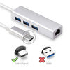 Type-C USB C to LAN Adapter with 3.0 USB HUB 3 Port RJ45 Gigabit Ethernet Adaptor Lan Adapter for Type C Devices