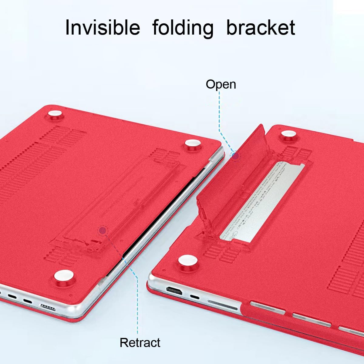 Anti-Fingerprint Case Cover for Macbook Air 13 inch M1 A2337 / A2179 Touch ID 2020-2021 with Folding Stand (Red)