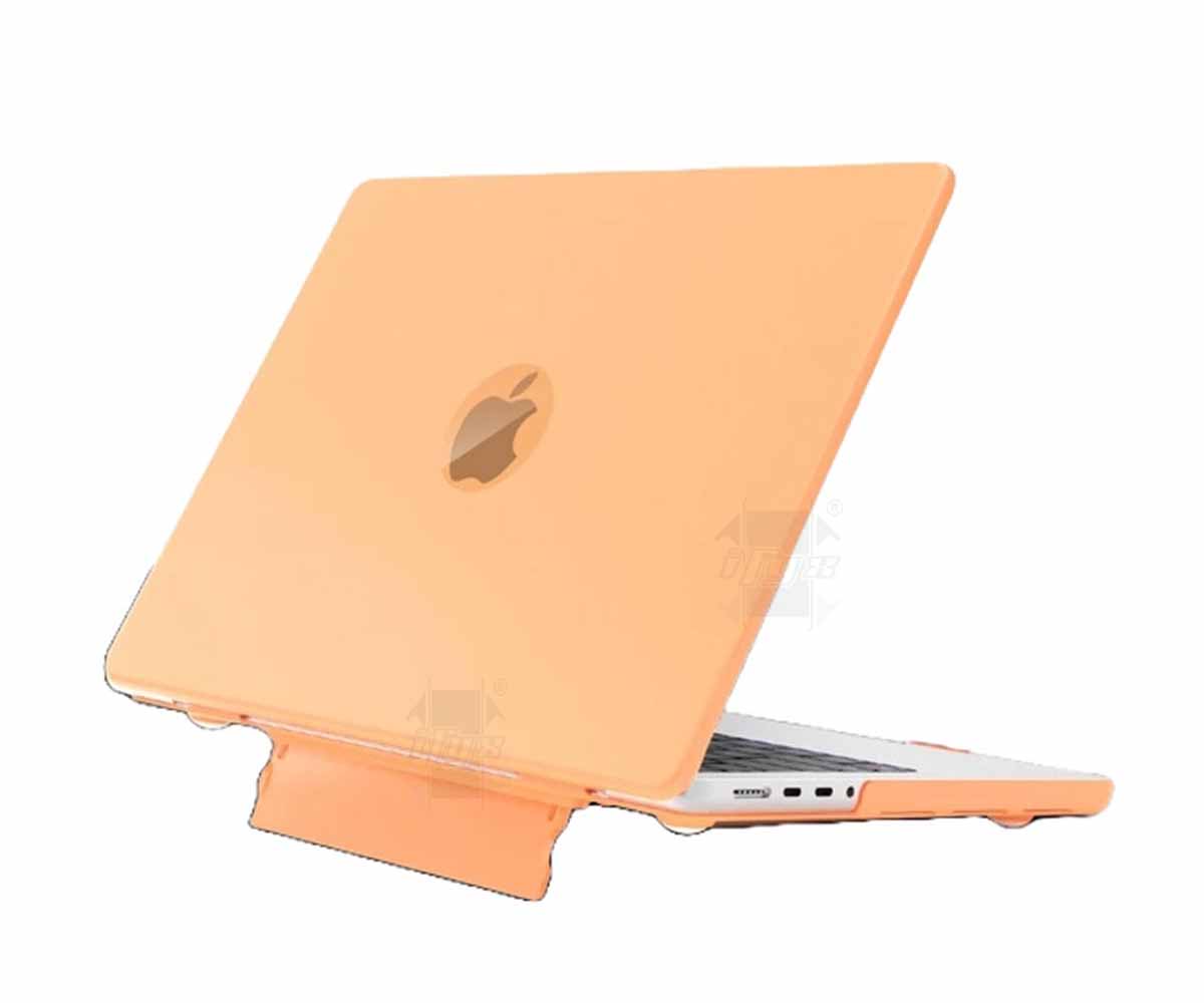 Anti-Fingerprint Case Cover for Macbook Air 13 inch M1 A2337 / A2179 Touch ID 2020-2021 with Folding Stand (Orange)