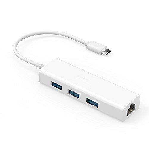 High Speed USB 3.1 Type-C to 3 Port USB Hub with Ethernet Adapter -USB C - 3-Port USB 2.0 Hub with RJ45 Adapter - Type-C to Gigabit Ethernet LAN Network, 3 USB Ports Converter(White) - iFyx