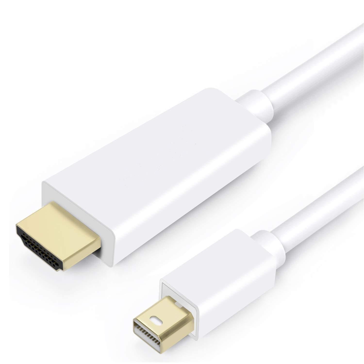 Mini DP to HDMI Cable, Mini Displayport Thunderbolt to HDMI Cable (1.8 Metre / 6 feet), White - iFyx