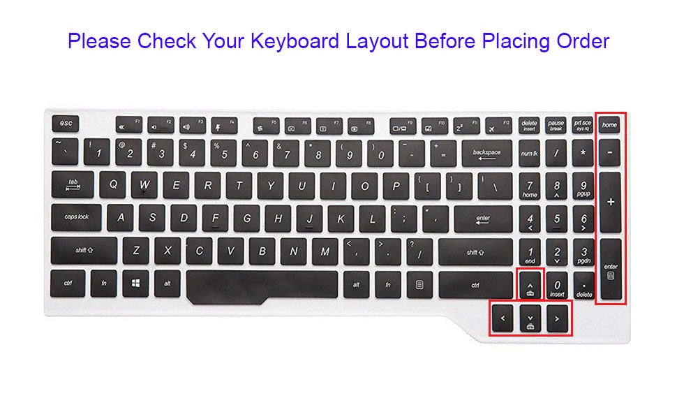 Silicone Keyboard Skin Cover for Asus TUF FX505 FX503VD FX504 GL504 15.6 inch Laptop (Black) - iFyx