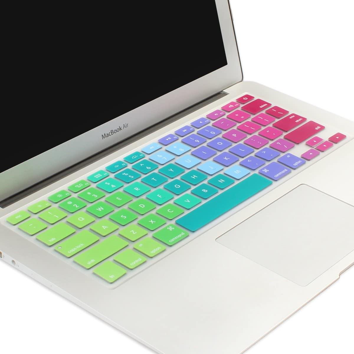 Silicone Keyboard Skin Cover for MacBook Pro 13/15 Inch (with/Without Retina Display, 2015 or Older Version),Older MacBook Air 13 Inch (Rainbow) - iFyx