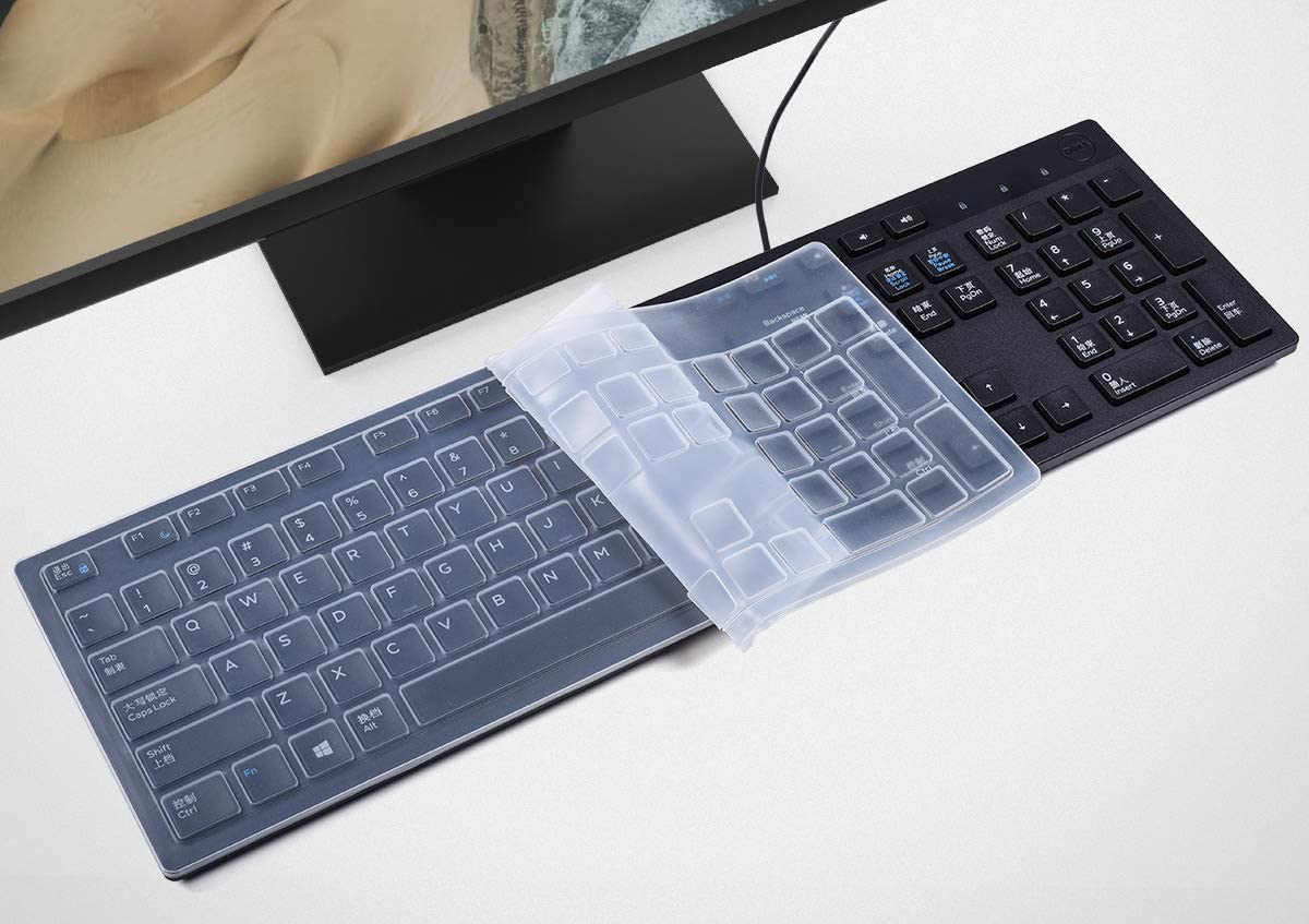 Silicone Keyboard Skin Cover for Dell KM636 Wireless Keyboard & Dell KB216 Wired Keyboard (Transparent) - iFyx