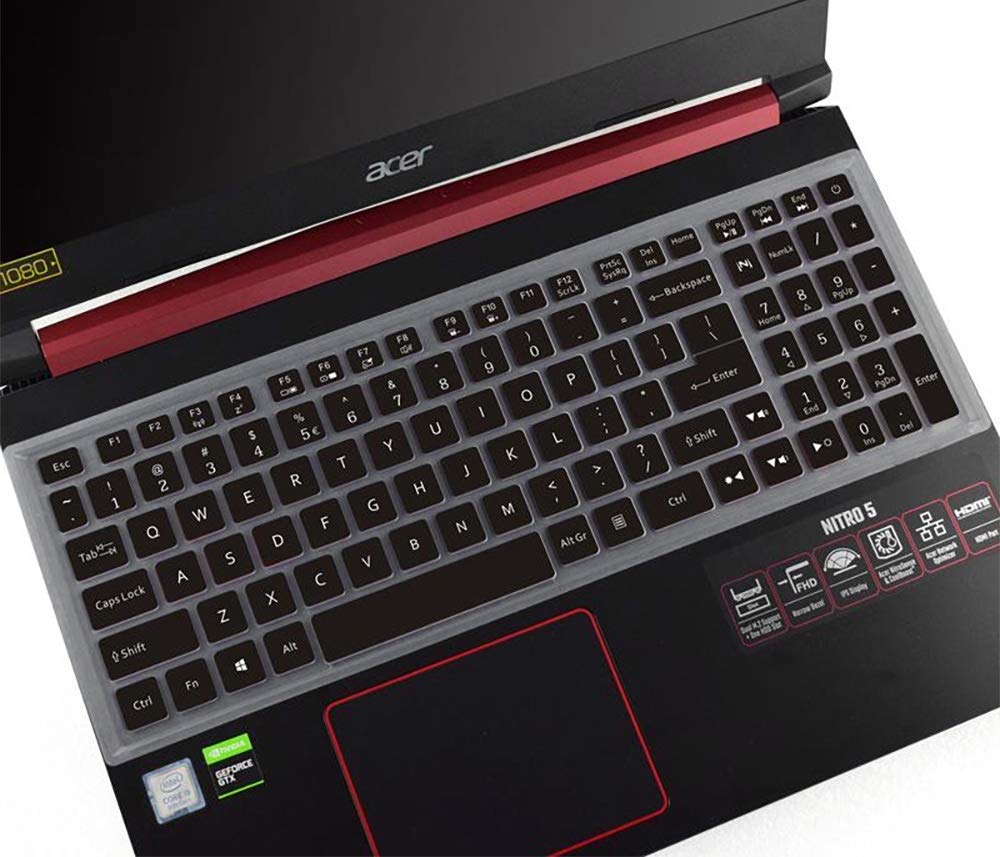 Silicone Keyboard Skin Cover for Acer Nitro 5 15.6 AN515-54/55/43/44 (2019, 2020) Gaming Laptop (Black) - iFyx
