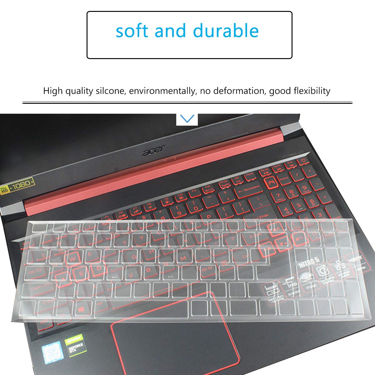 Silicone Keyboard Skin Cover for Acer Nitro 5 17.3 AN517-51/52 (2019, 2020) Gaming Laptop (Transparent) - iFyx