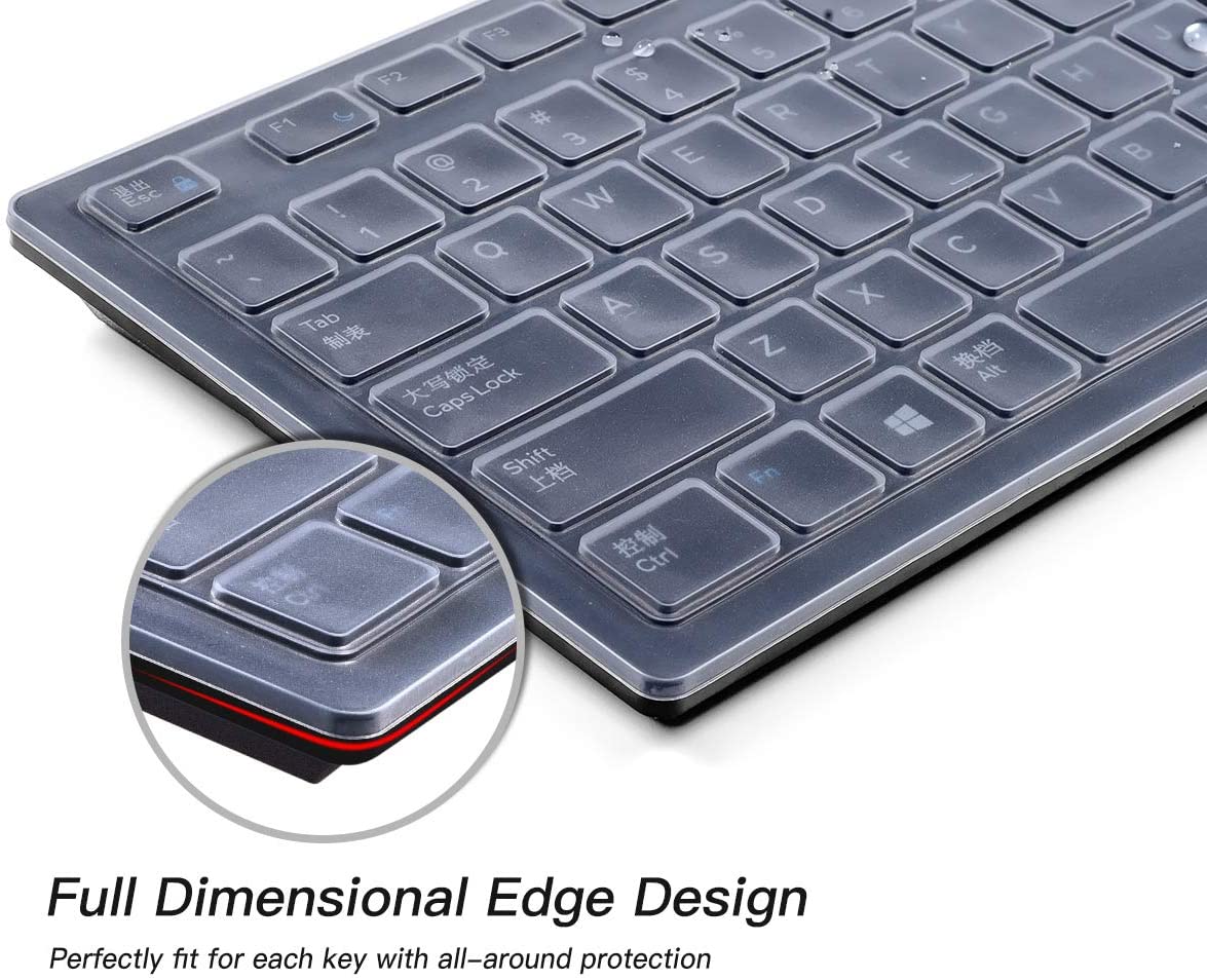 Silicone Keyboard Skin Cover for Dell KM636 Wireless Keyboard & Dell KB216 Wired Keyboard (Transparent) - iFyx