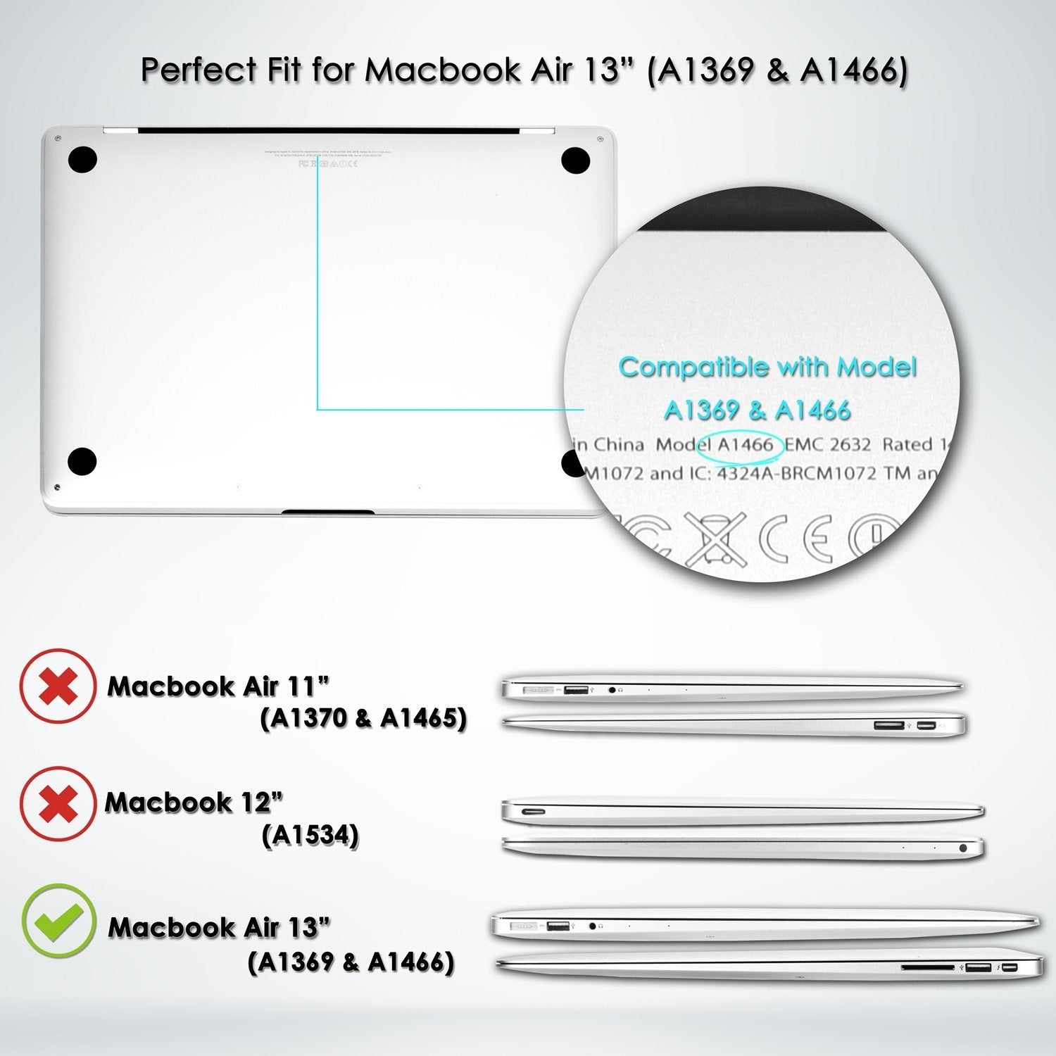 Matte Case Cover for Macbook Air 13 inch A1466/ A1369 (Grey)