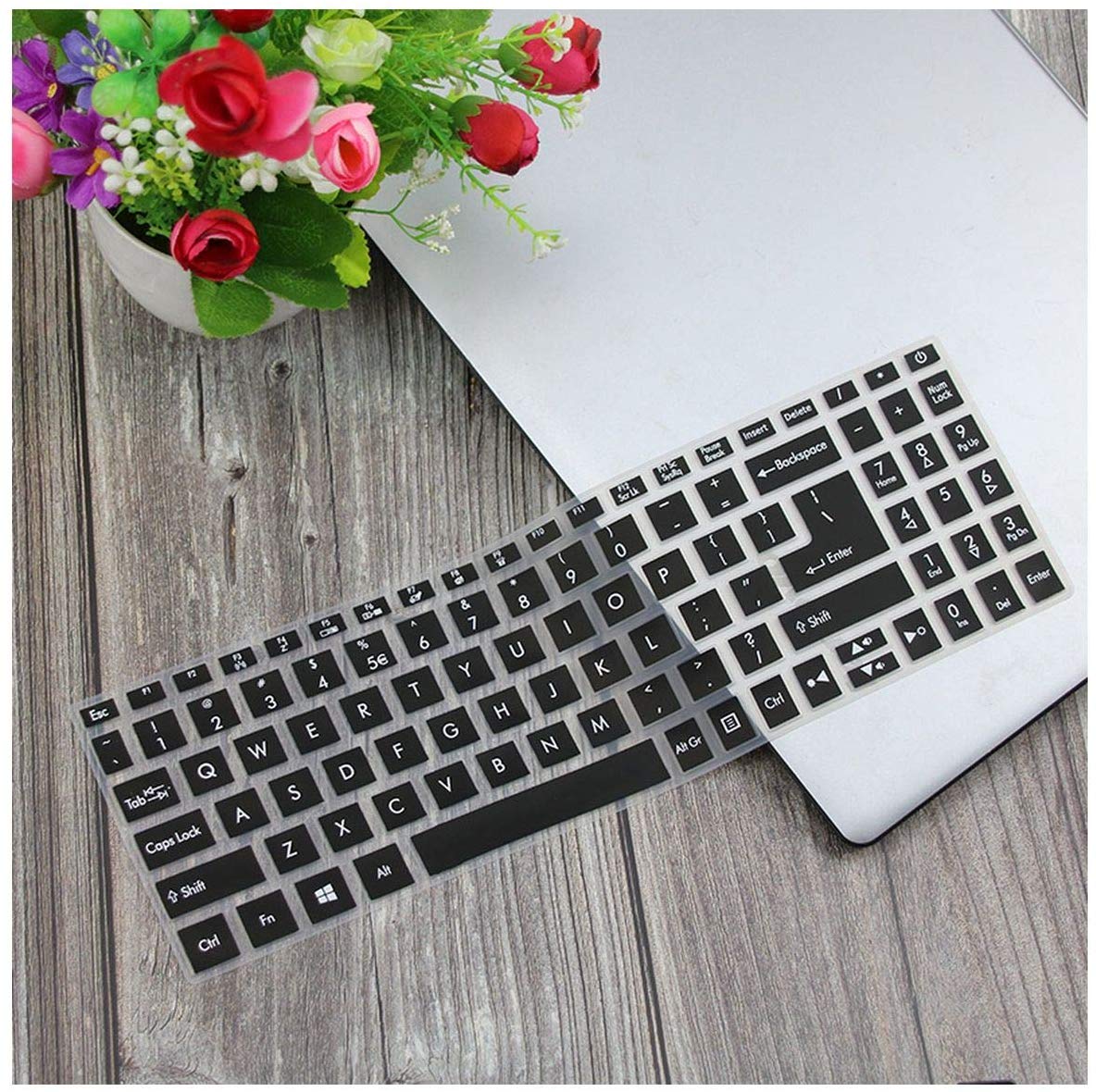 Silicone Keyboard Skin Cover for Acer Aspire 3 A315-23/34/42/55/56/57G/58/58G 15.6 inch  (2020-2021) Laptop (Black)