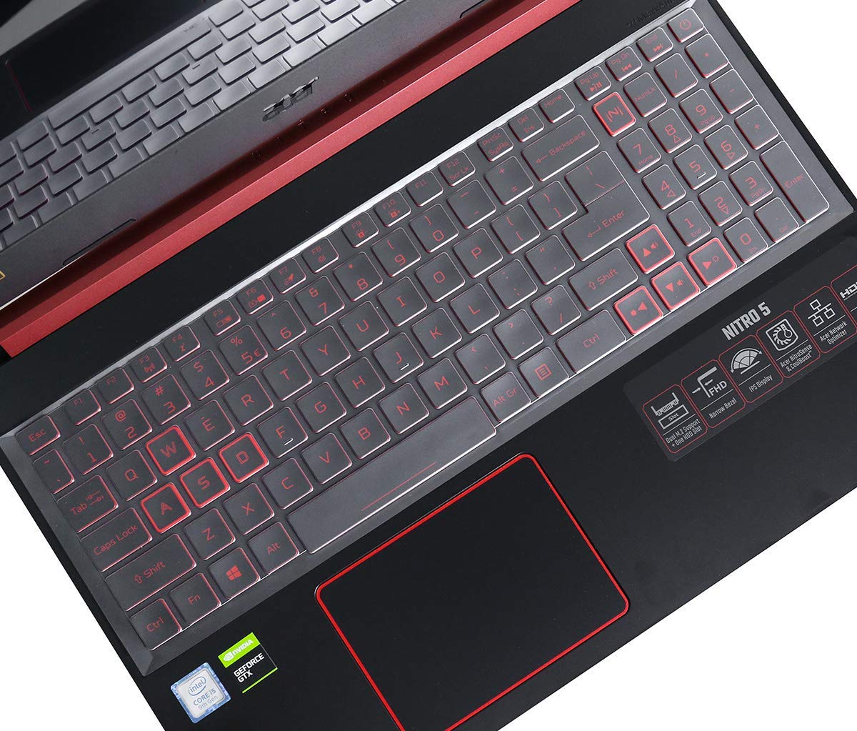 Silicone Keyboard Skin Cover for Acer Nitro 5 15.6 AN515-54/55/43/44 (2019, 2020) Gaming Laptop (Transparent) - iFyx
