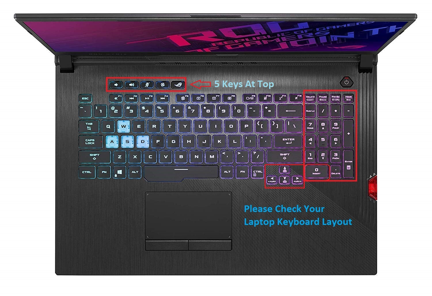 Silicone Keyboard Skin Cover for Asus ROG Hero III Scar III Strix G G731 17 17.3 inch Notebook Laptop (Transparent) - iFyx