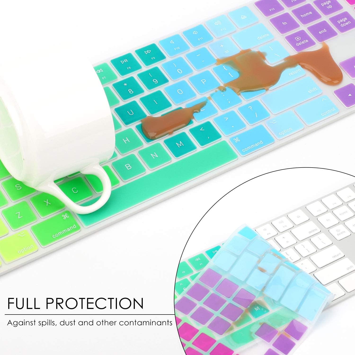 Silicone Keyboard Skin Cover for  Apple iMac Magic Keyboard with Numeric Keypad MQ052LL/A A1843 US Layout (Rainbow) - iFyx