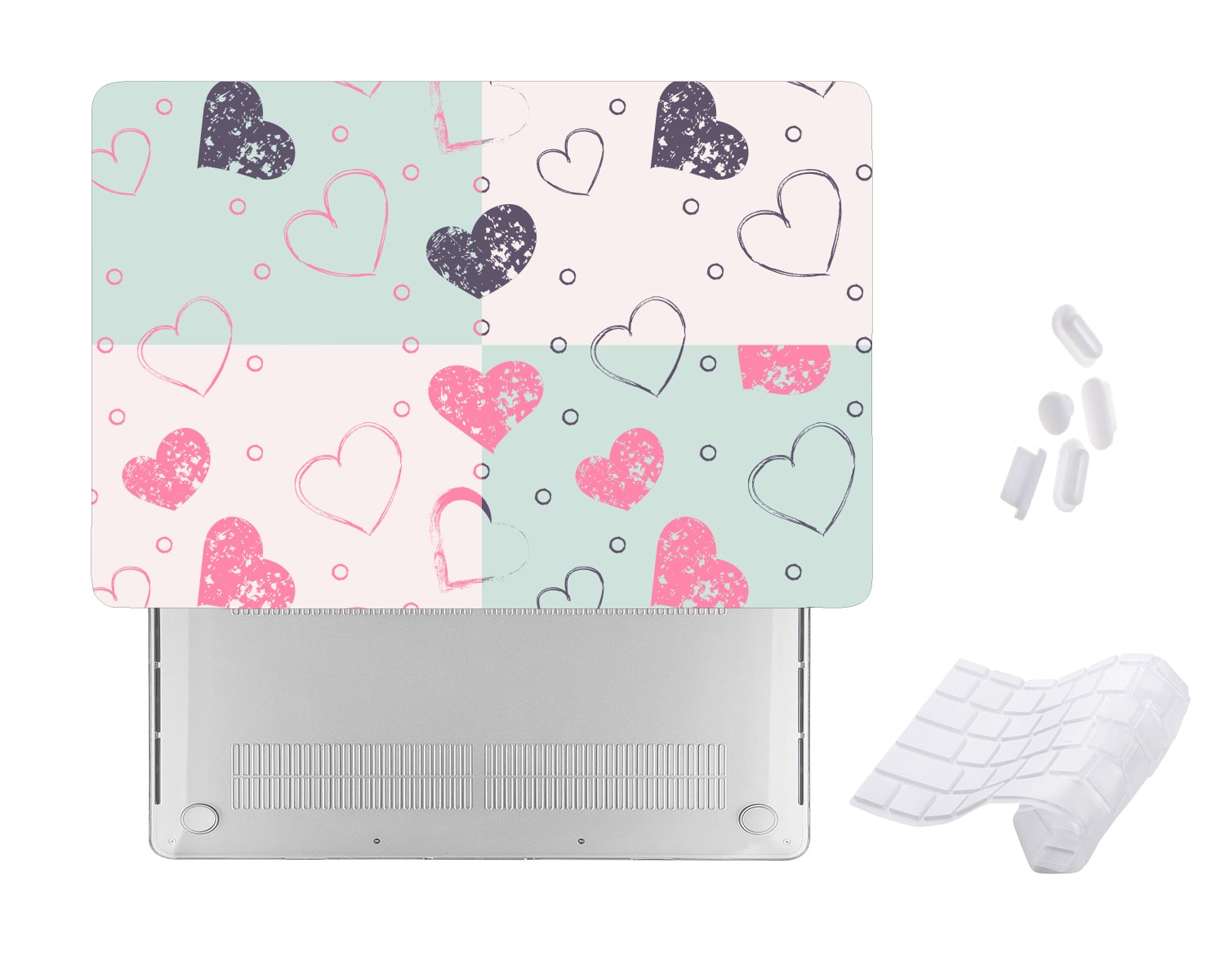 Case Cover for Macbook - Grunge Hearts Pattern Design