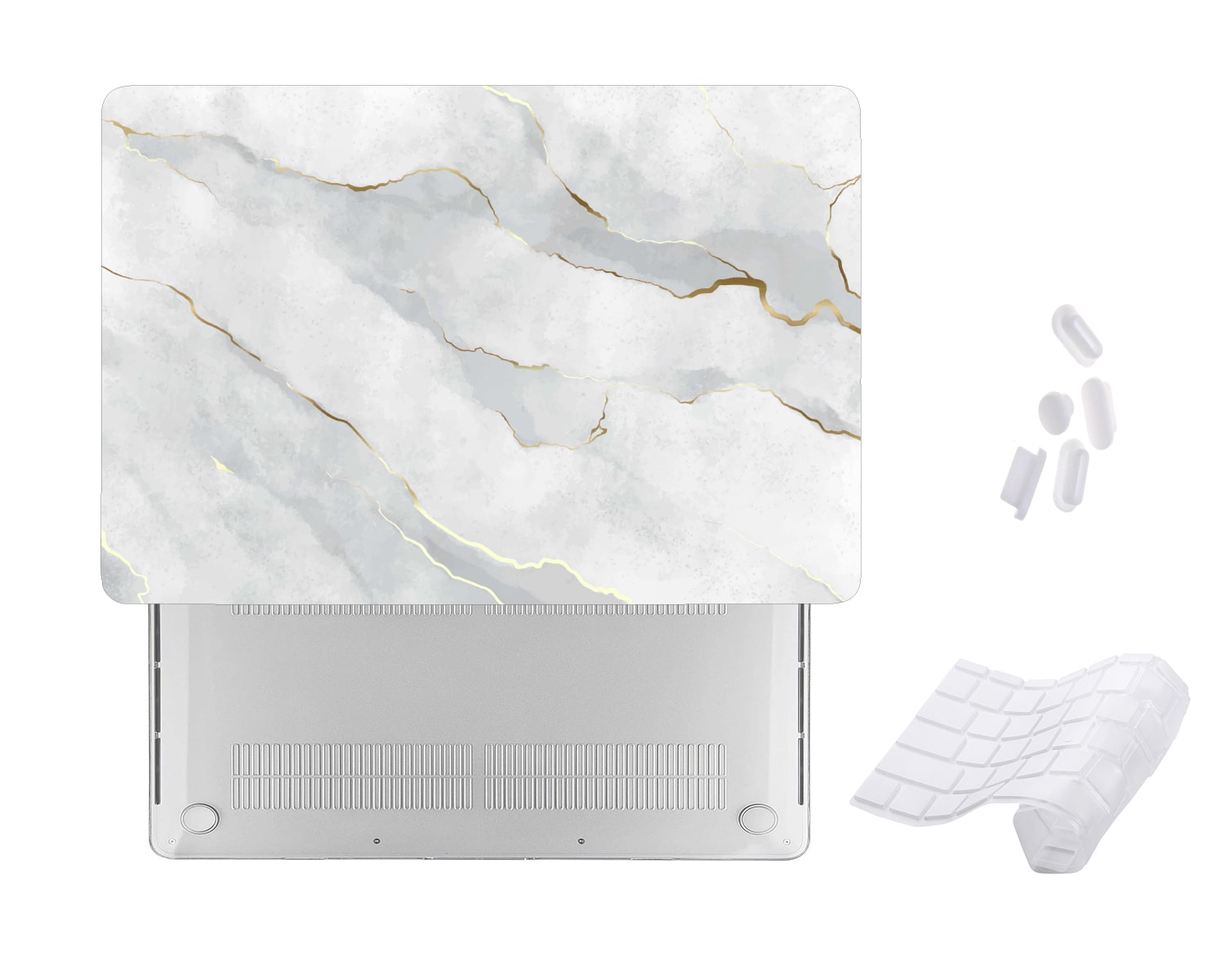 Case Cover for Macbook - White Grey Marble Design