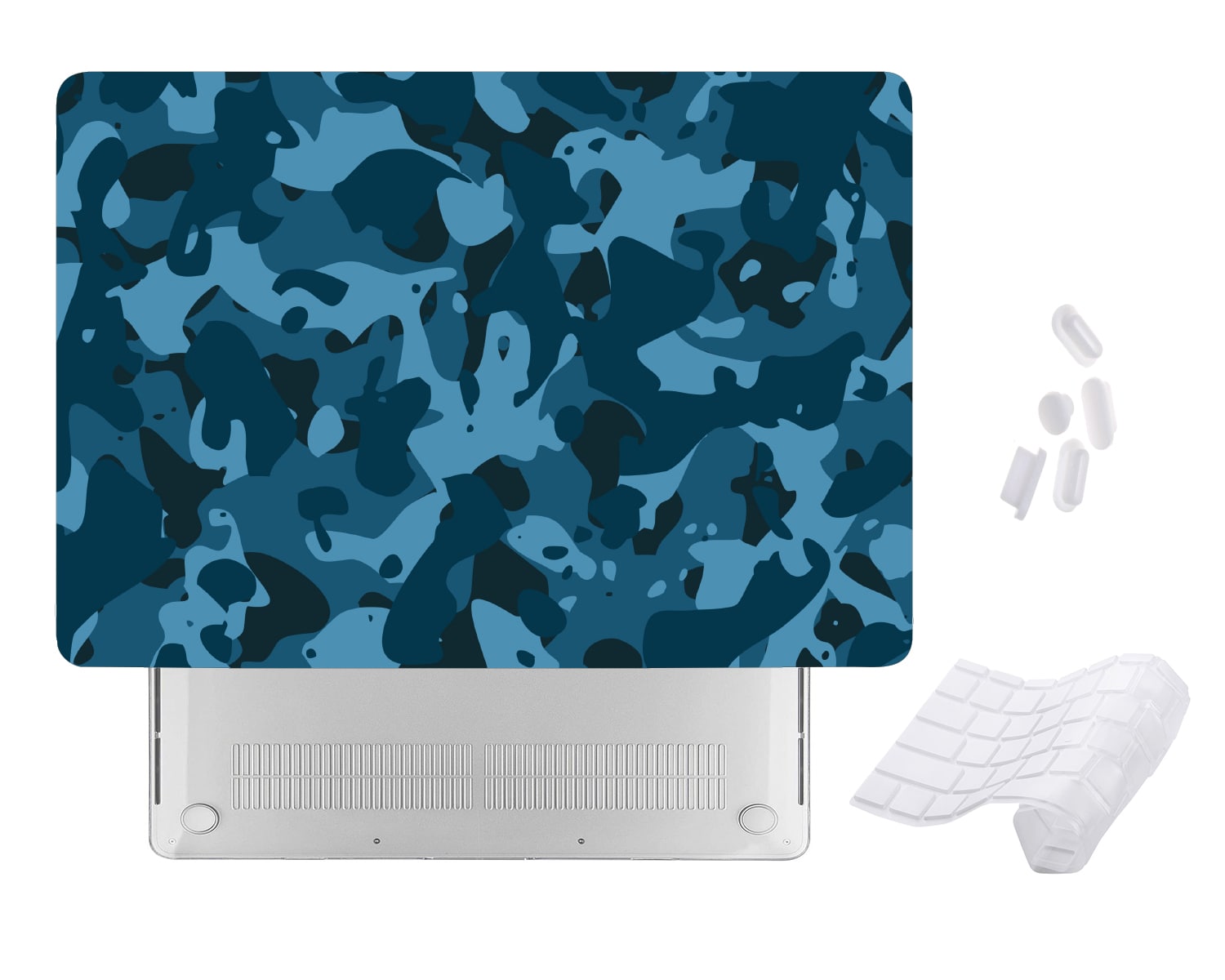 Case Cover for Macbook - Dark Blue Camo Design
