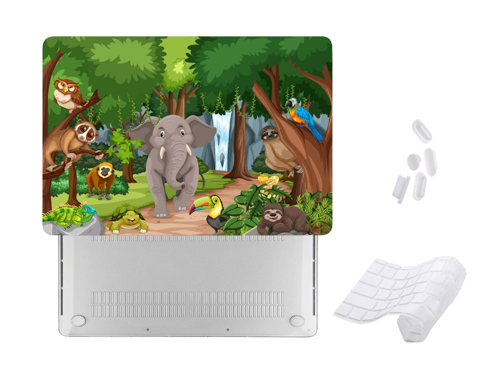 Case Cover for Macbook - Cute Forest Animals Kids Design