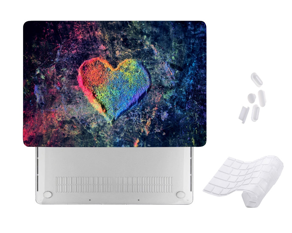 Case Cover for Macbook -  Colorful Love Heart Design