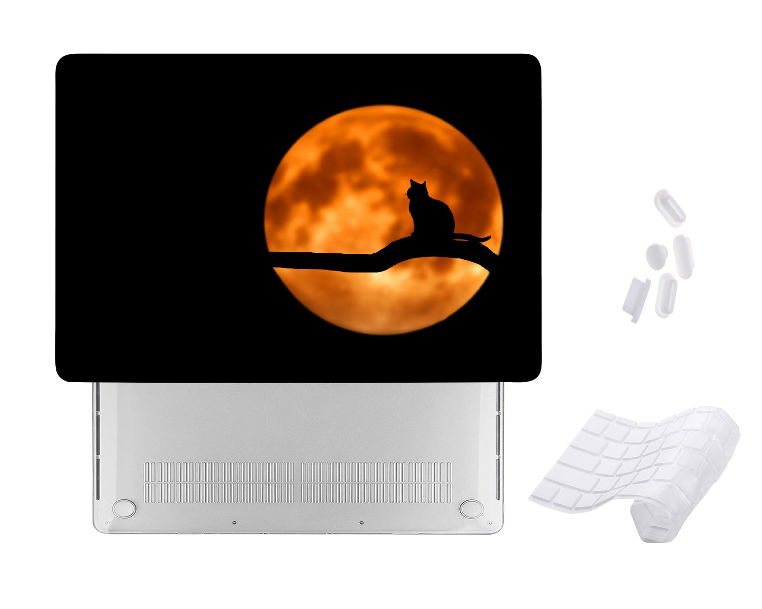 Case Cover for Macbook - Scariest Cat Full Moon Day Design